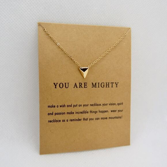 You Are Mighty Pendant Necklace Gold Pendant Gift Necklace Inspirational - Picture 2 of 3